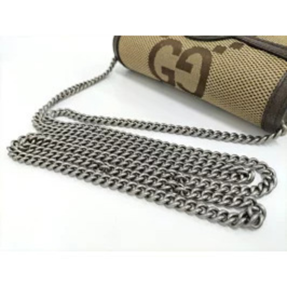 GUCCI Chain Shoulder Bag Jumbo GG Canvas Beige Brown - Picture 6 of 9